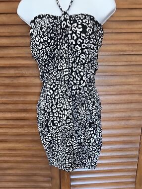 Charlotte Russe Black and White Strapless Animal Print Dress